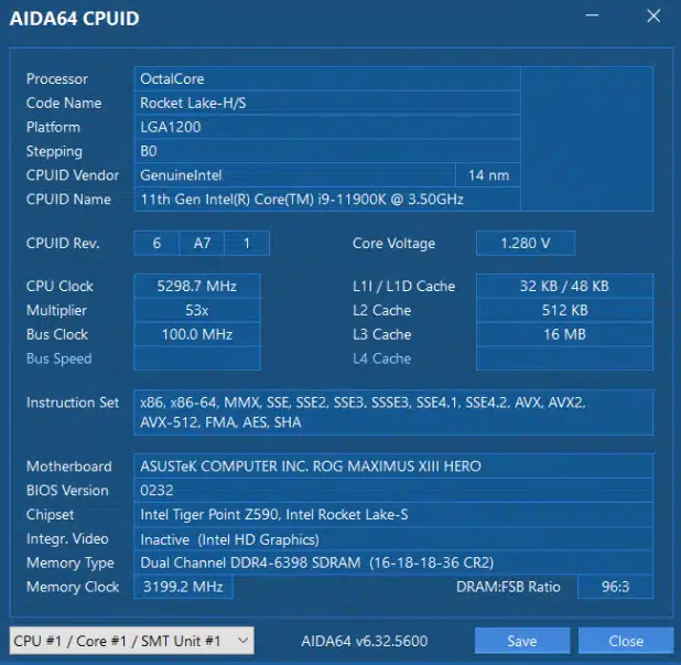 CPUID test result of Acer GM7000