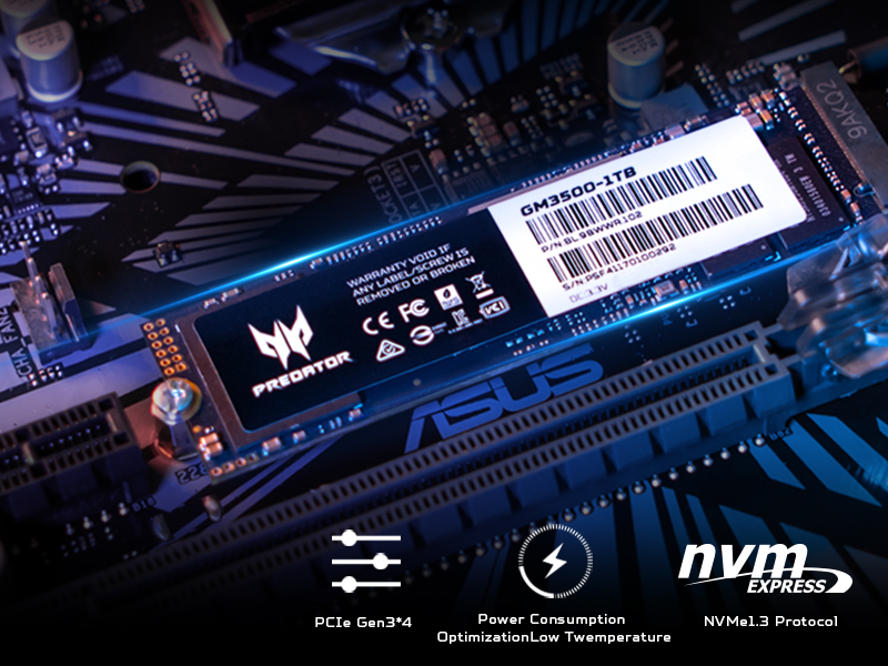 Predator GM3500 PCIe 3.0 NVMe M.2 SSD with Low Power Consumption and Stable Temperature