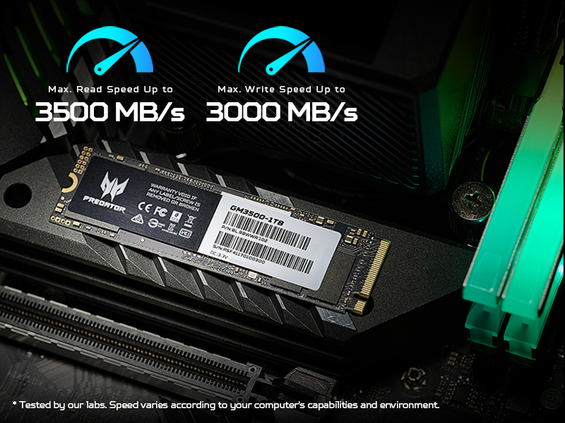 Controller 8 kênh trên SSD Predator GM3500 NVMe 1.3