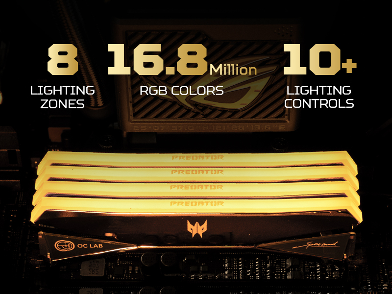 Đèn RGB 8 vùng sáng rực rỡ trên Predator Hera Gold Edition